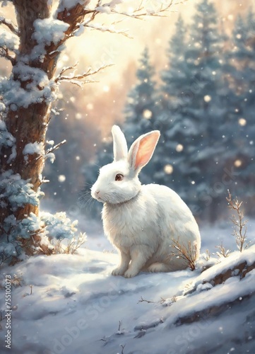 rabbit in the snow © Shahmeer