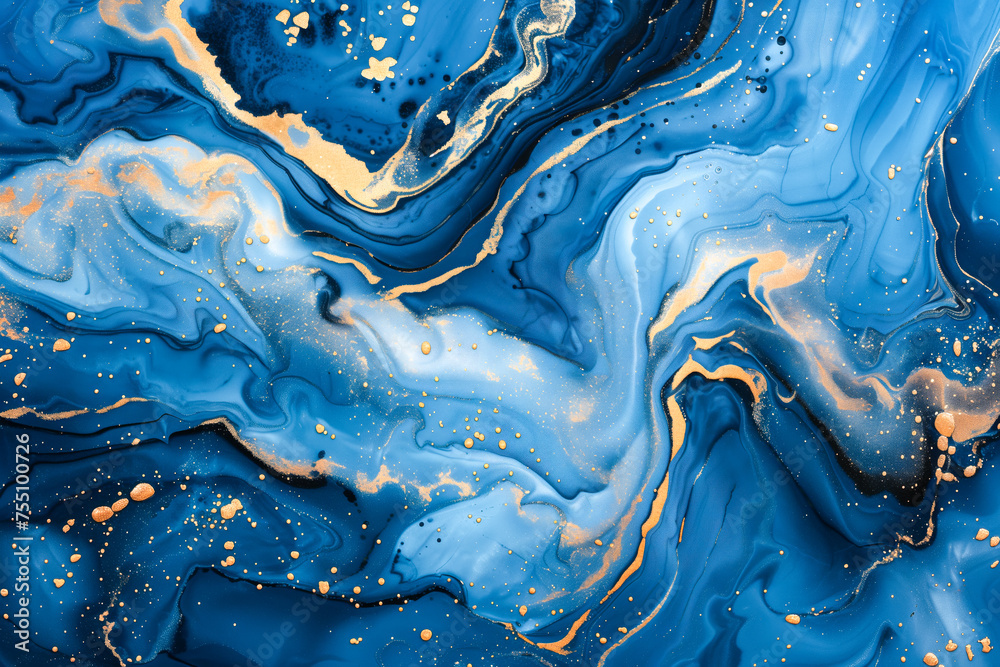 Abstract blue marble texture with gold splashes, blue luxury background Abstract blue marble texture with gold splashes, blue luxury background