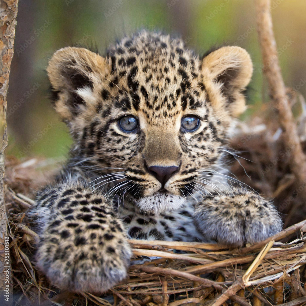 Fototapeta premium 똘망똘망한 귀여운 새끼 표범