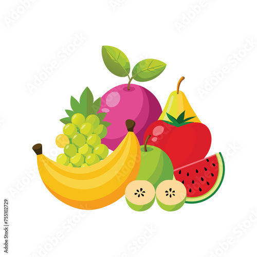 Fototapeta Naklejka Na Ścianę i Meble -  Different types of fruits concept illustration