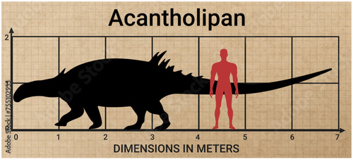 Comparing the size of Acantholipan to the average adult human male (1.8 meters)