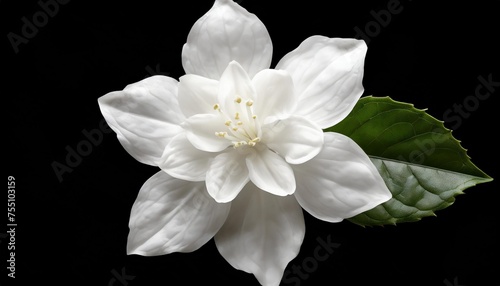 top view single white flower of grand duke of tuscany arabian white jasmine jasminum sambac aroma flora isolated transparent background cutout photo