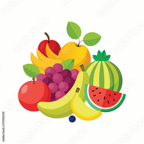 Different types of fruits concept illustration