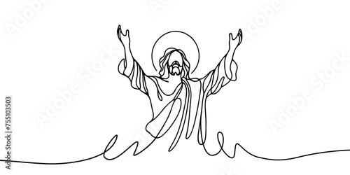 Vector image of Jesus Christ drawn in one line.