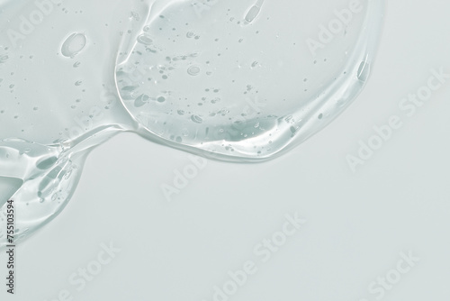 Photography Transparent liquid gel on blue background