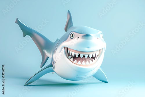 Cartoon 3d illustration of a cute shark smiling © Mayava