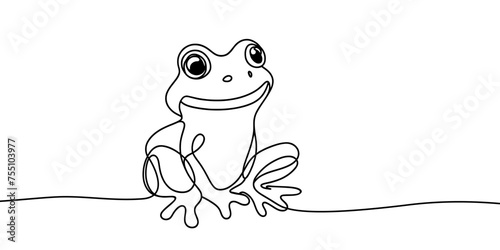 Vector image of a frog in linear style. One line.