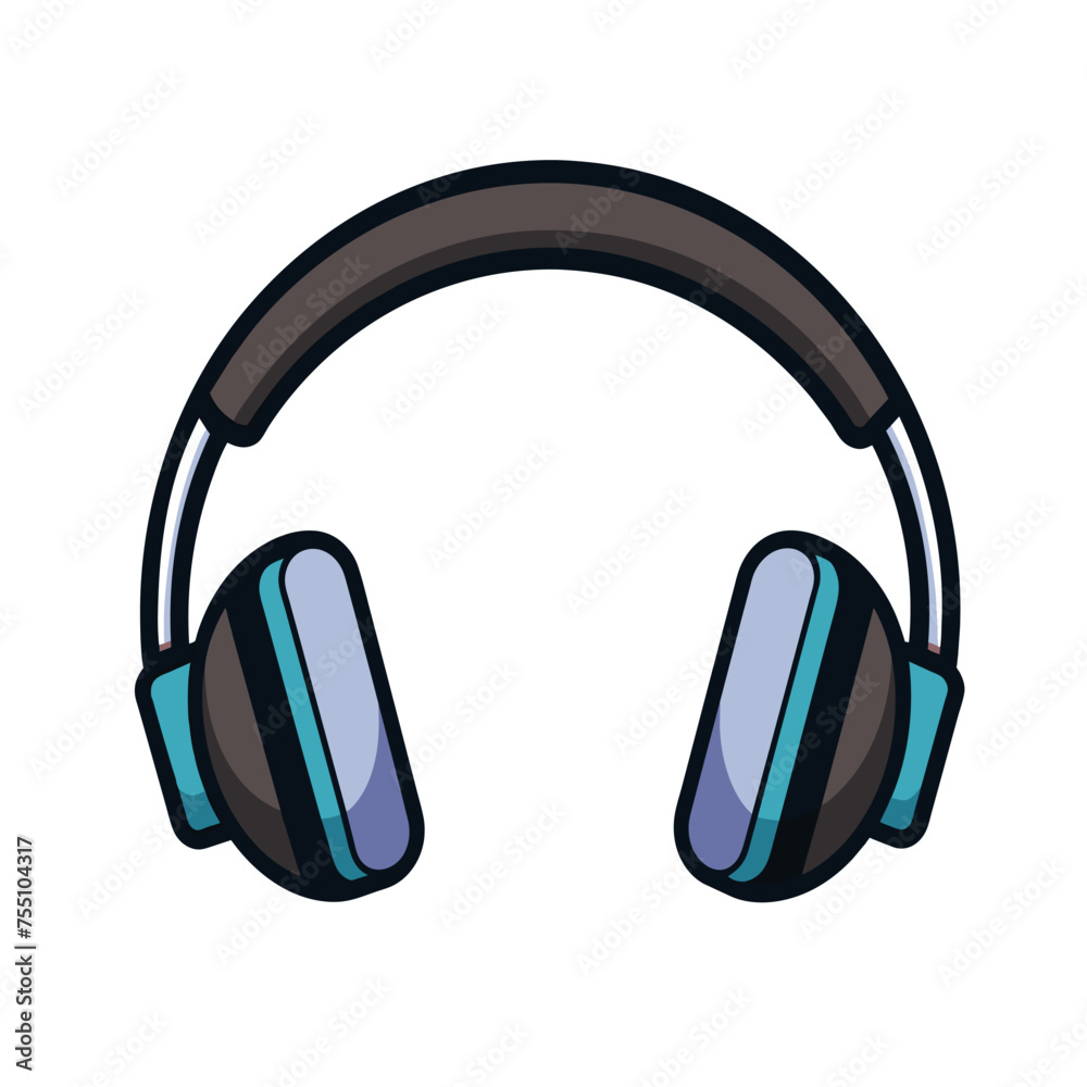 Black headphones icon on white Black headphones icon on white