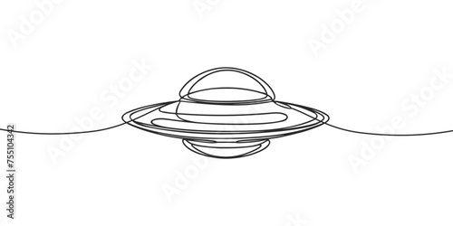 Vector image of a UFO drawn with one line.
