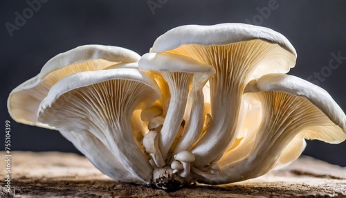 close up of white colored oyster mushroom generated