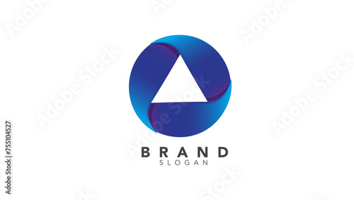 abstract circle pyramid overlapping blue vector logo template Free Download abstract circle pyramid overlapping blue vector logo template - GFXLoad