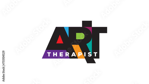 art therapist black and colorful vector logo template