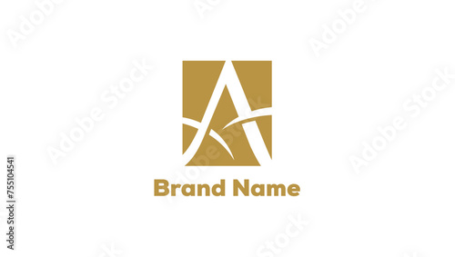 Letter A pyramid triangle wavy curvy flowy beauty fashion cosmetics vector logo template