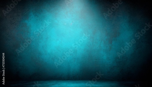 blue distressed wall grungy background with spotlight background