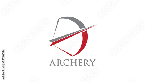 archery bow and arrow hit target vector logo template