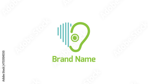 audio ear heart sound lines vector logo template