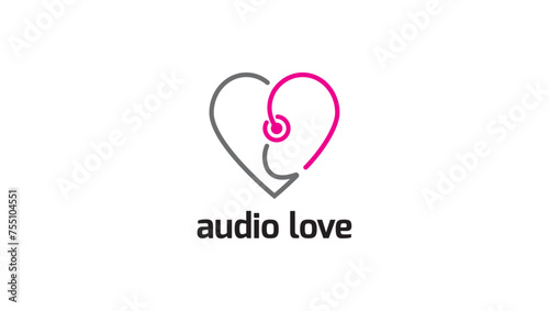 audio heart ear hearing aid vector log template