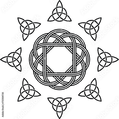 Celtic Sun with Knot and Triquetra Symbols