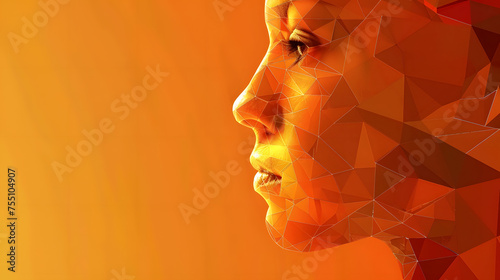 Mind Facets: A Psychological Insight - Geometric Human Profile on Warm Background