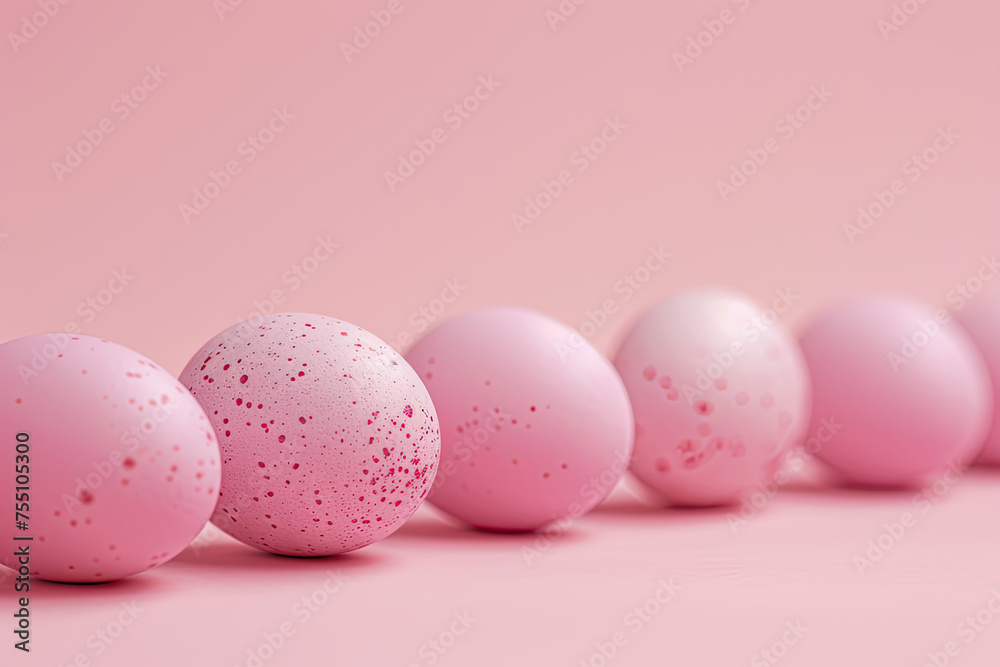 pink eggs in a row on pink background pink eggs in a row on pink background