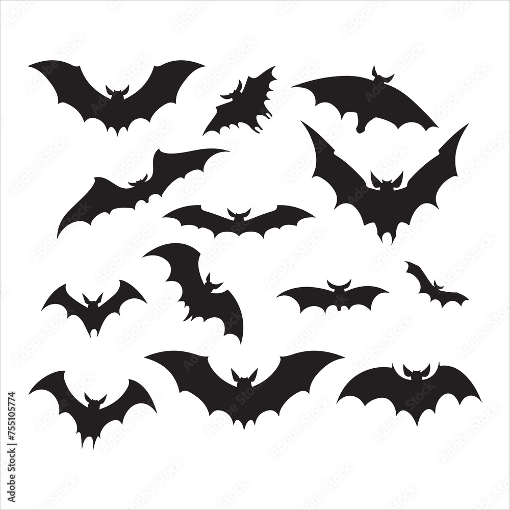 A black silhouette bat set A black silhouette bat set