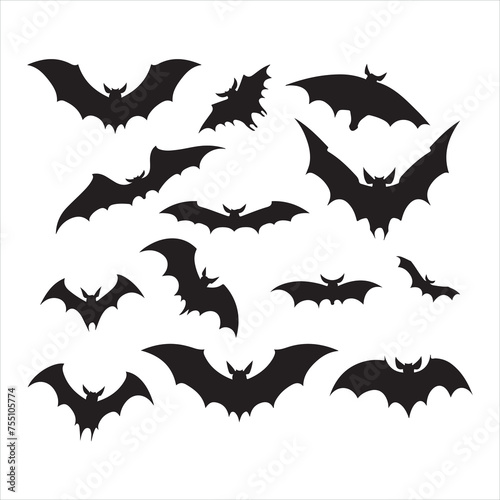 A black silhouette bat set