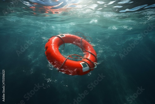 Sunlit Life buoy rescue ring. Safe equipment. Generate AI