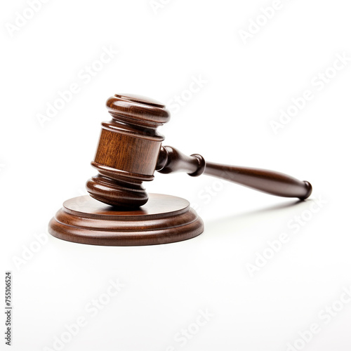 court gavel white background, professional photo сreated with Generative Ai