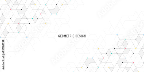 Abstract vector background with simple geometric figures and dots. Graphic design element and polygonal shape pattern © berCheck