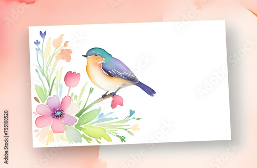 card with bird and flowers