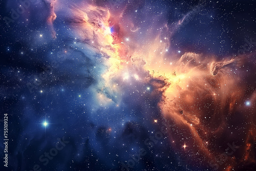 Nebula and galaxies in space. Abstract cosmos background