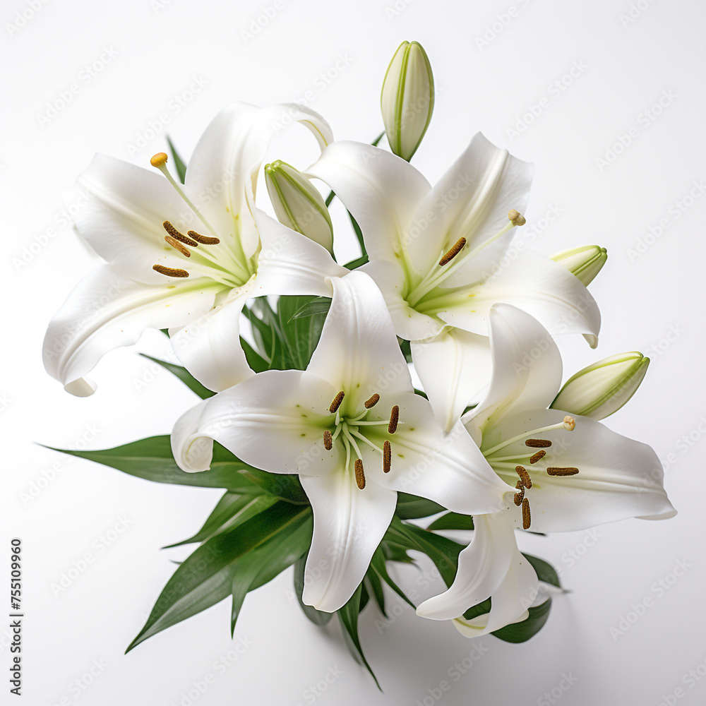 Lily, white background, professional photo сreated with Generative Ai