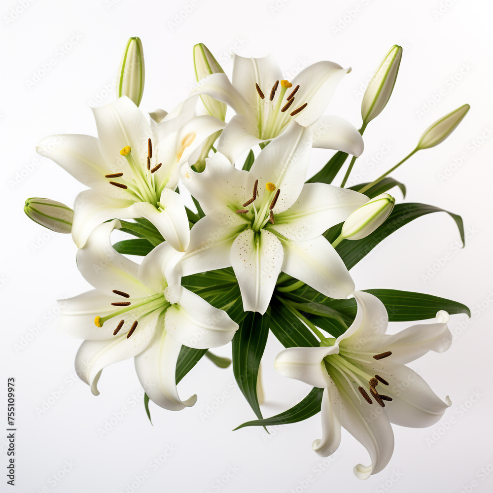Fototapeta premium Lily, white background, professional photo сreated with Generative Ai