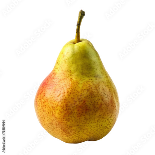 Ripe yellow pear isolated on a transparent background.