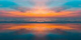 A mesmerizing sunset beach scene painted with warm orange and blue hues. Concept Seascape Art, Sunset Colors, Beach Painting, Warm Tones, Coastal Scene