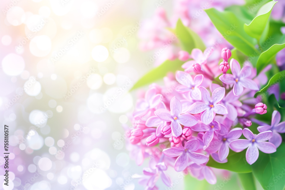 Purple lilac flowers blossom in garden, spring background Purple lilac flowers blossom in garden, spring background