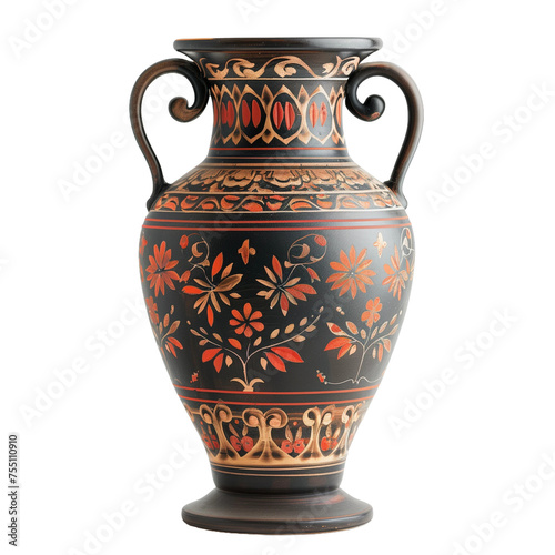 Ancient greek vase replica on transparent background