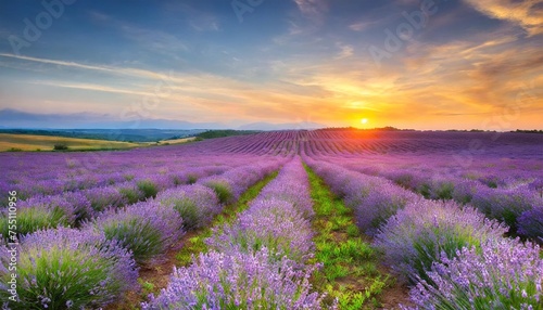 meadow of lavender at sunset © Claudio