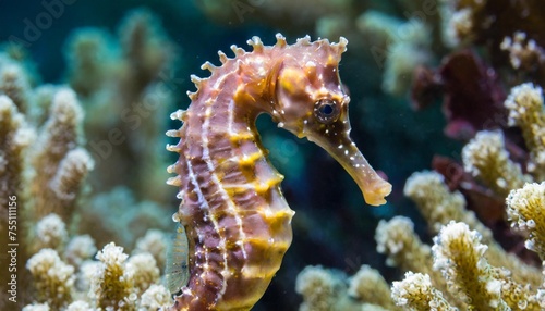 closeup view of a seahorse in the coral reef © Claudio