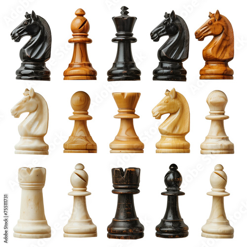 Chess pieces on transparent background