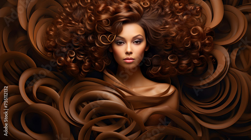 The Artistic Display of Chocolate-Brown Hair Spiraled into Perfect Curls.
