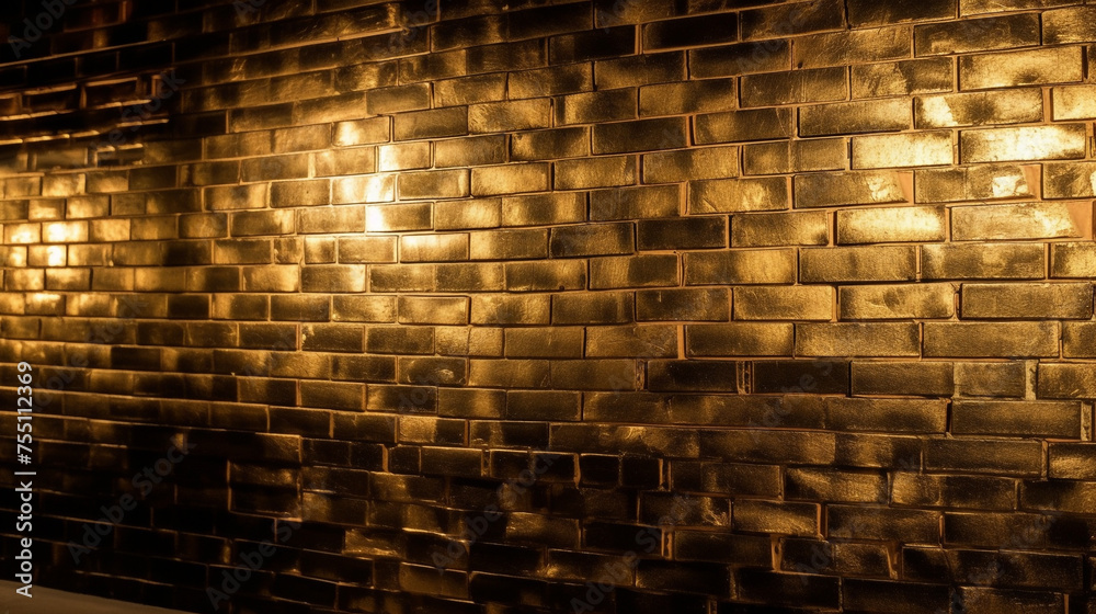 a brick wall made of gold сreated with Generative Ai a brick wall made of gold сreated with Generative Ai