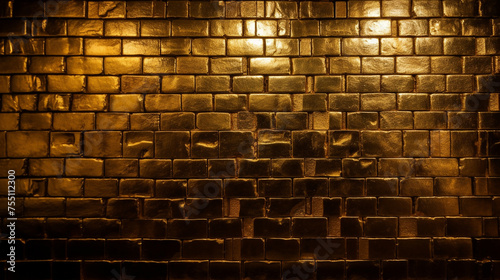 a brick wall made of gold   reated with Generative Ai