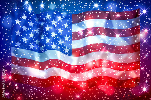 USA 4th of july independence day design of american flag with fireworks vector illustration