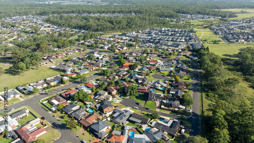 Drone aerial photograph of residential houses and surroundings in the greater Sydney suburb of Werrington County in New South Wales in Australia