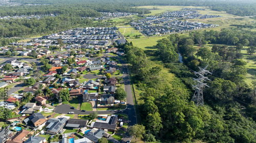 Drone aerial photograph of residential houses and surroundings in the greater Sydney suburb of Werrington County in New South Wales in Australia