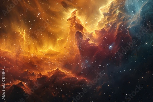 Colorful Space With Stars and Clouds