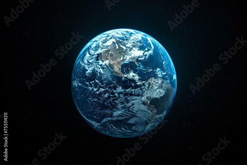 Earth From Space Against Dark Background