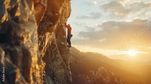 Man Climbing Side of Mountain © Ilugram