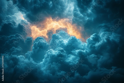 Cloudy Sky With Yellow and Blue